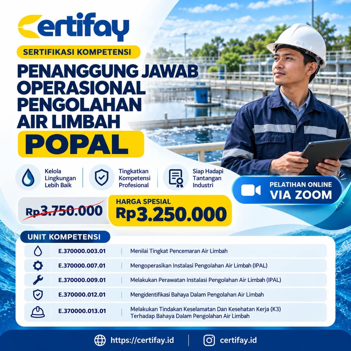 Penanggung Jawab Operasional Pengolahan Air Limbah (POPAL) - Sertifikasi BNSP